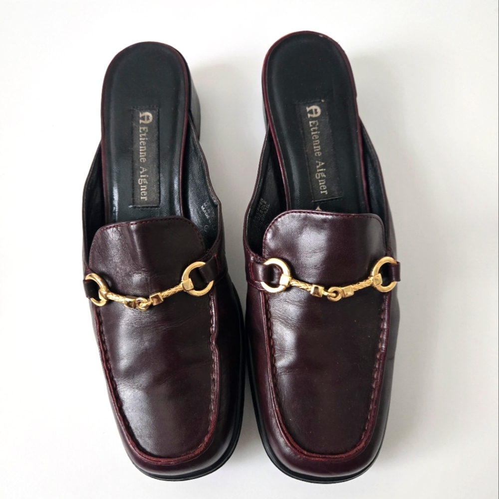 Vintage Leather Loafer Eitenne Aigner "Horsebit" Mules